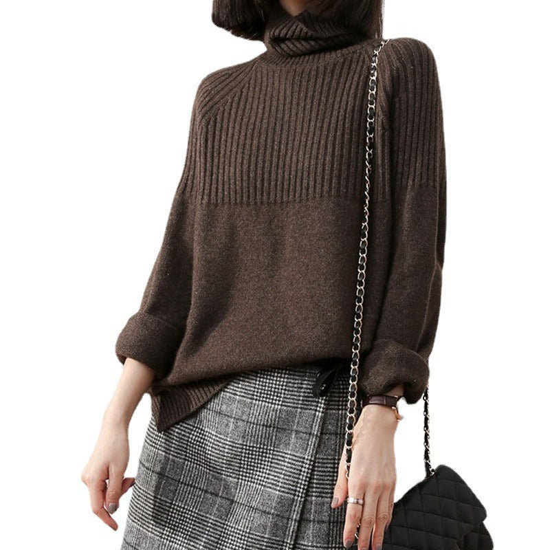Damen Strickpullover mit hochgeschlossenem Kragen und Rippstruktur Drune