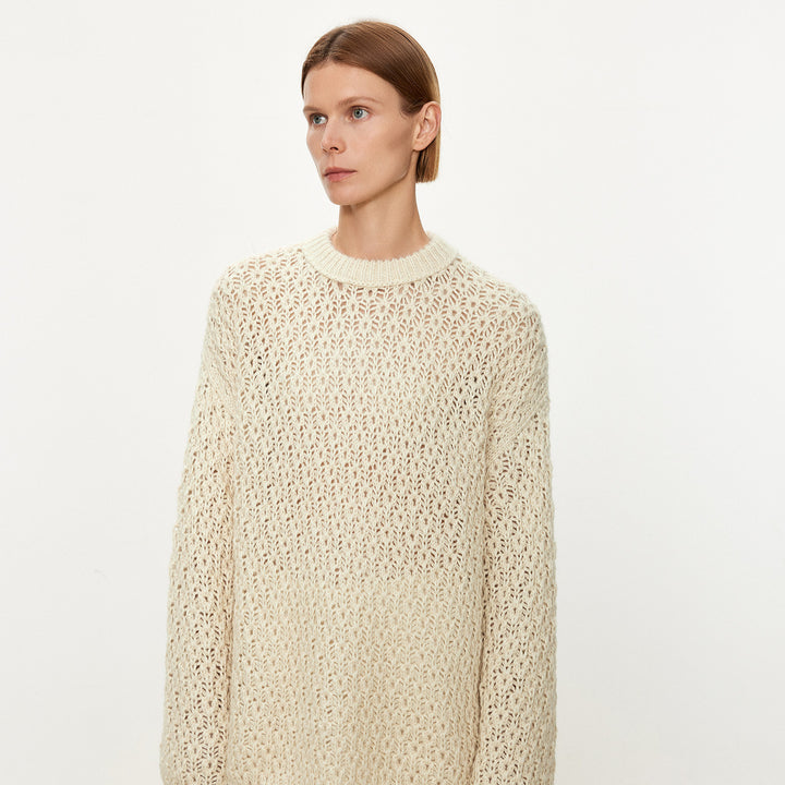 Damen luftiger Strickpullover mit offener Struktur Drune