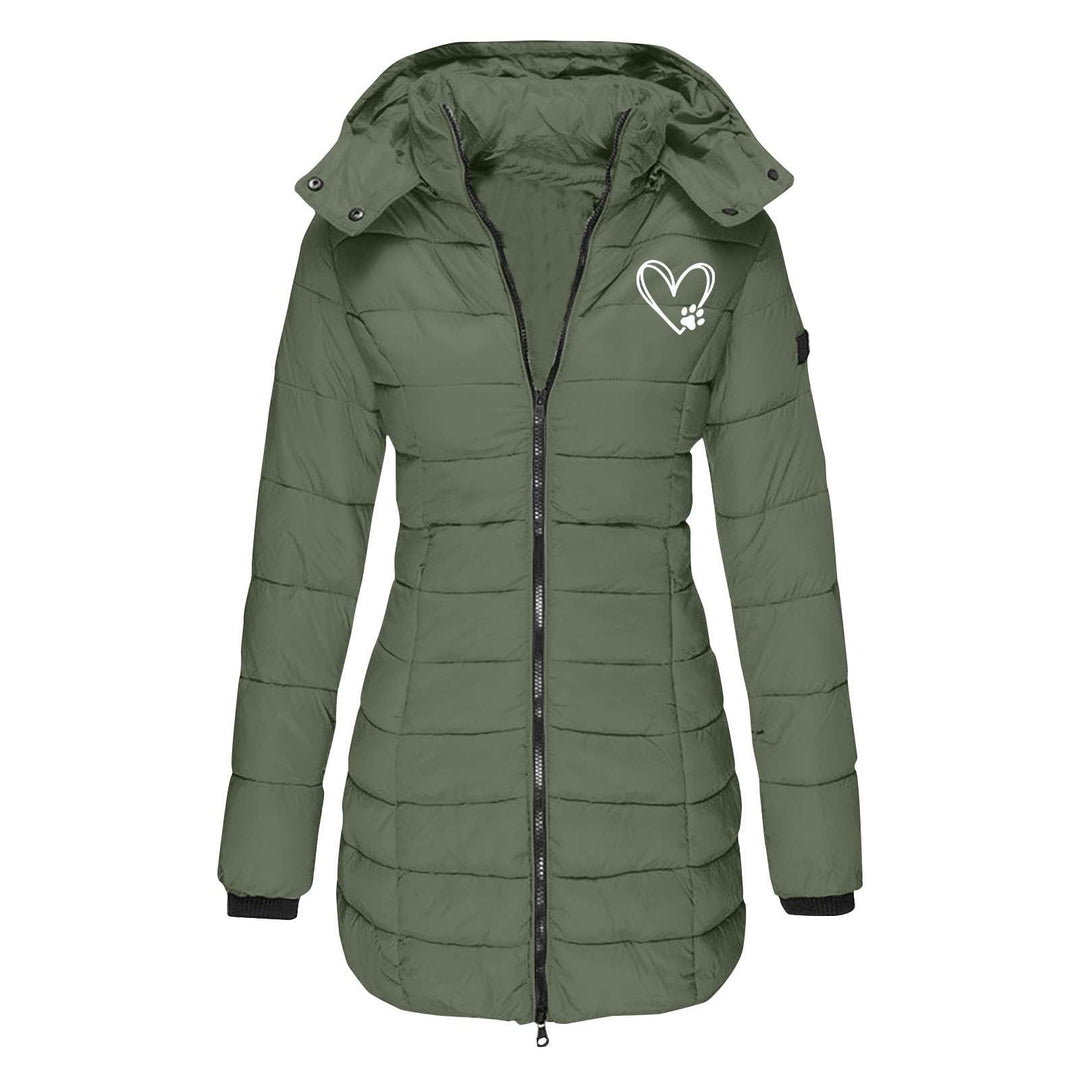 Damen gesteppte Winterjacke mit abnehmbarer Kapuze Drune