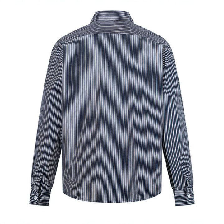 Herren Gestreiftes Oversize-Hemd aus Baumwollmix mit Kentkragen und Brusttasche Drune