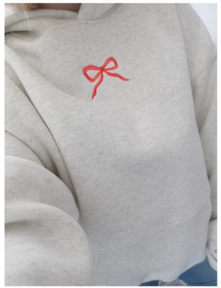Damen-Hoodie mit floralem Stickdesign und bedrucktem Kapuzenfutter Drune
