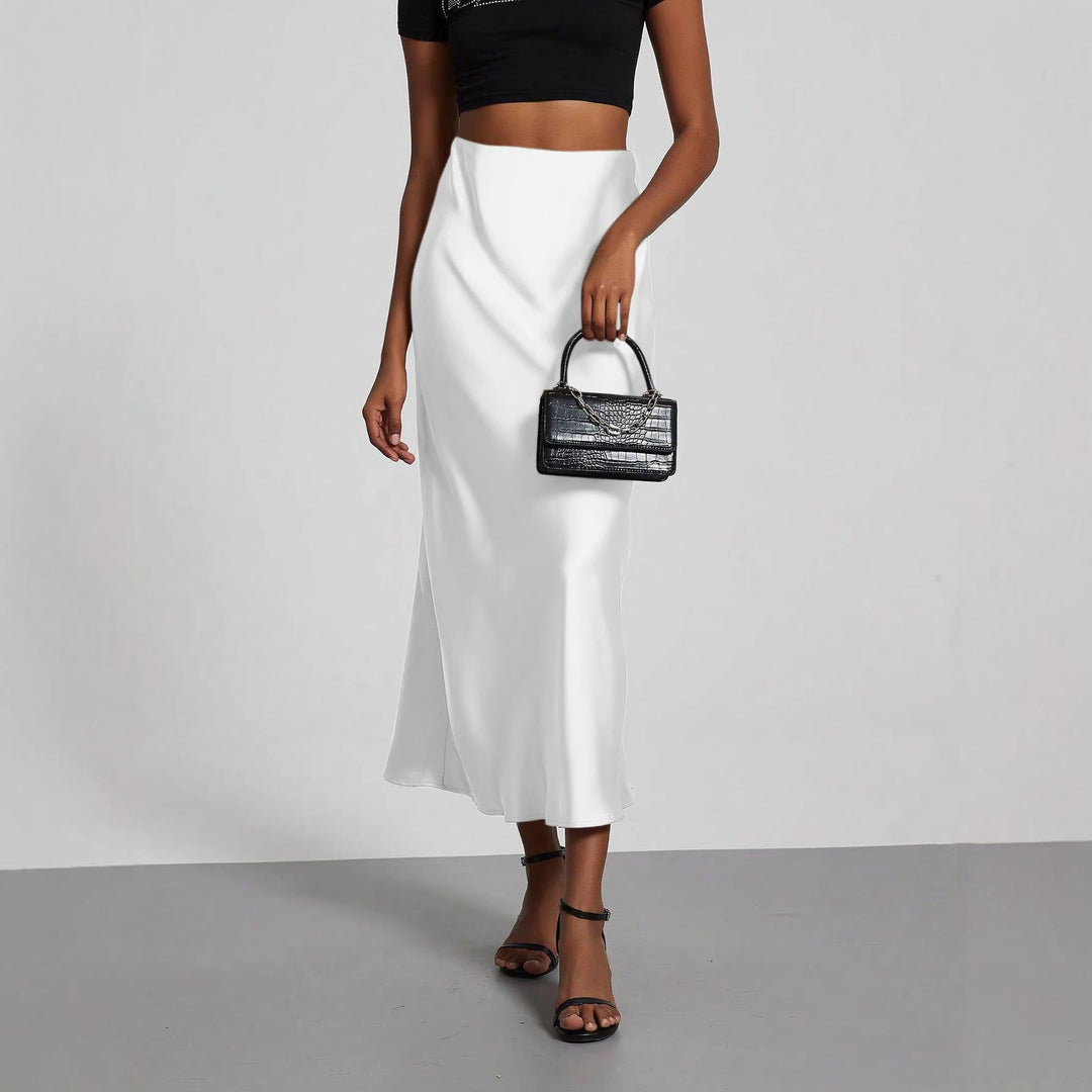 Damen Elegante und fließende Satin Maxiröcke Drune