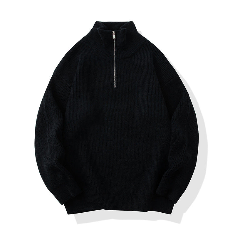 Damen Hochwertiger Strickpullover mit Stehkragen und Reißverschluss Drune
