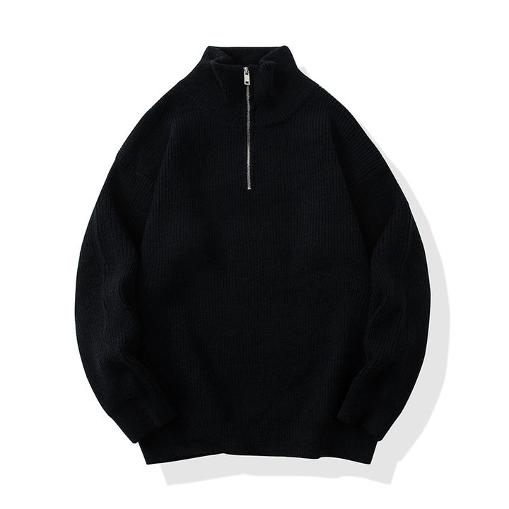 Damen Hochwertiger Strickpullover mit Stehkragen und Reißverschluss Drune