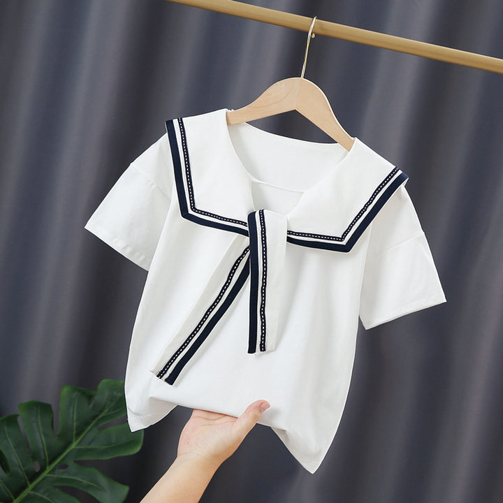 Mädchen Matrosenbluse mit modernem Kragen und Rüschendetails Drune