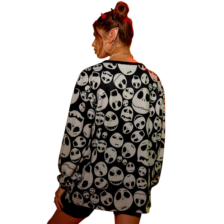 Damen oversized Sweatshirt mit einzigartigem Totenkopf-Design Drune
