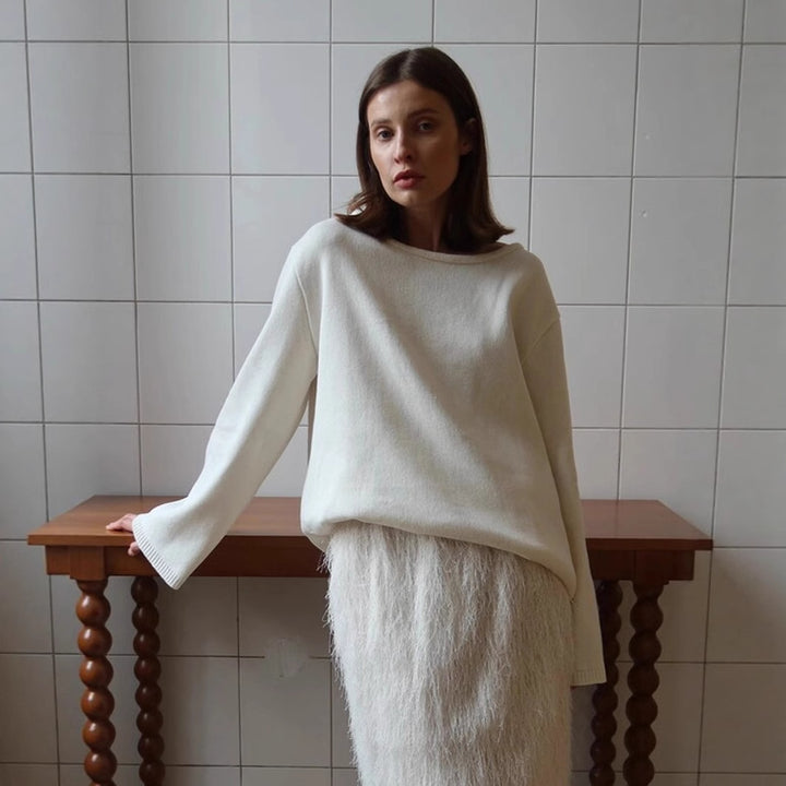 Damen Lässiger Strickpullover mit weitem Schnitt Drune