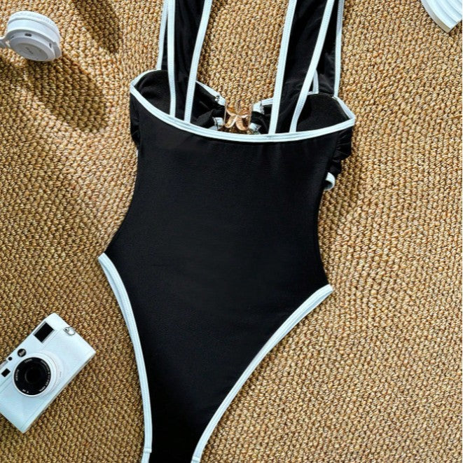 Damen Eleganter Einteiler Badeanzug mit kunstvollen Cut-Out-Details Drune