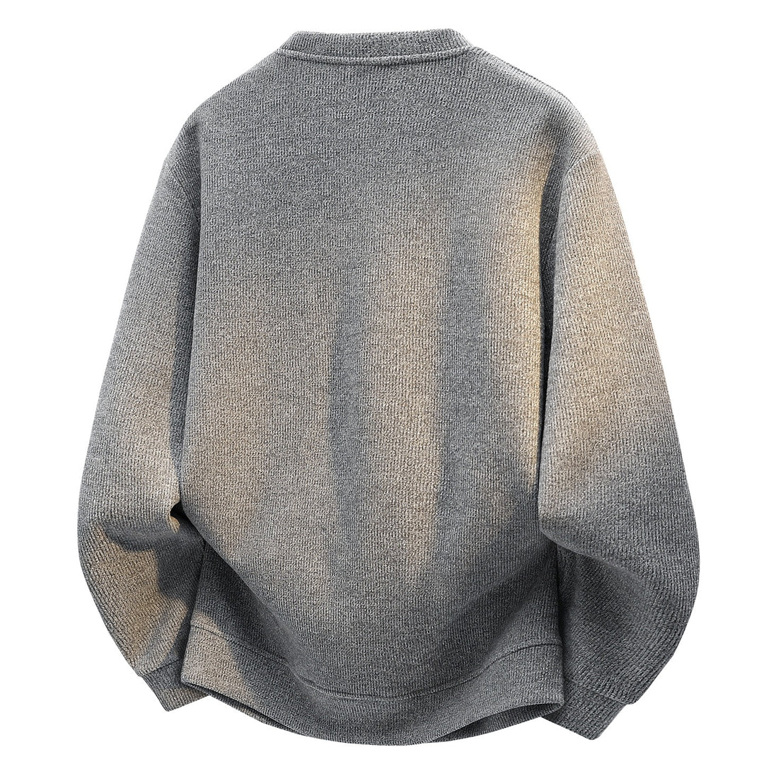 Herren Oversize Strukturierter Henley-Strickpullover mit dreifacher Knopfleiste Drune