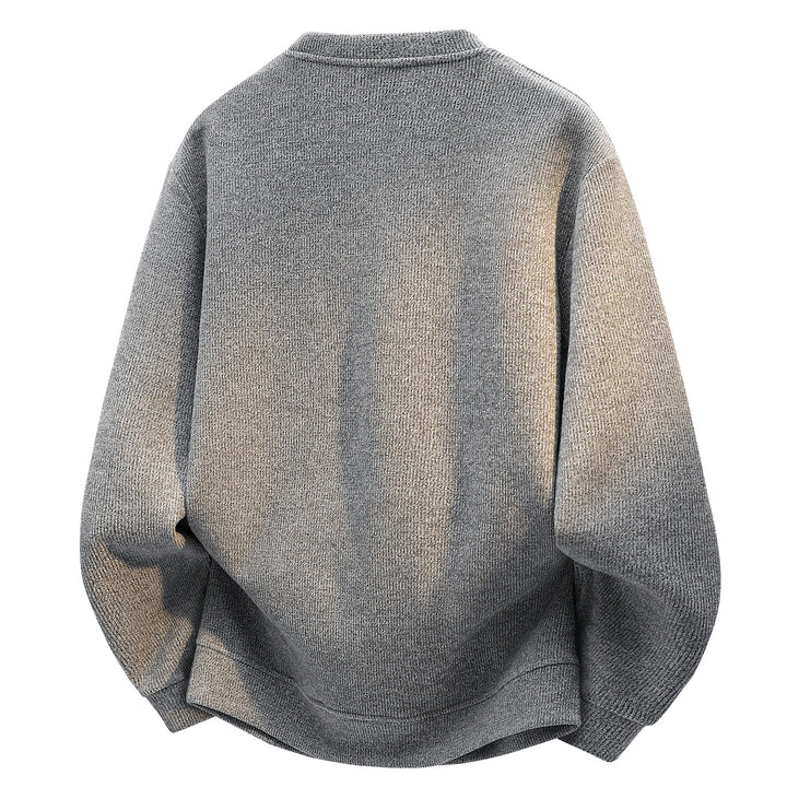 Herren Oversize Strukturierter Henley-Strickpullover mit dreifacher Knopfleiste Drune