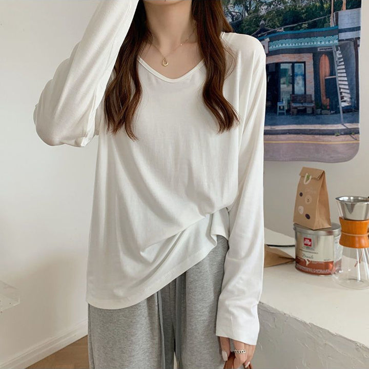 Damen Langarmshirt mit V-Ausschnitt und komfortablem Schnitt Drune
