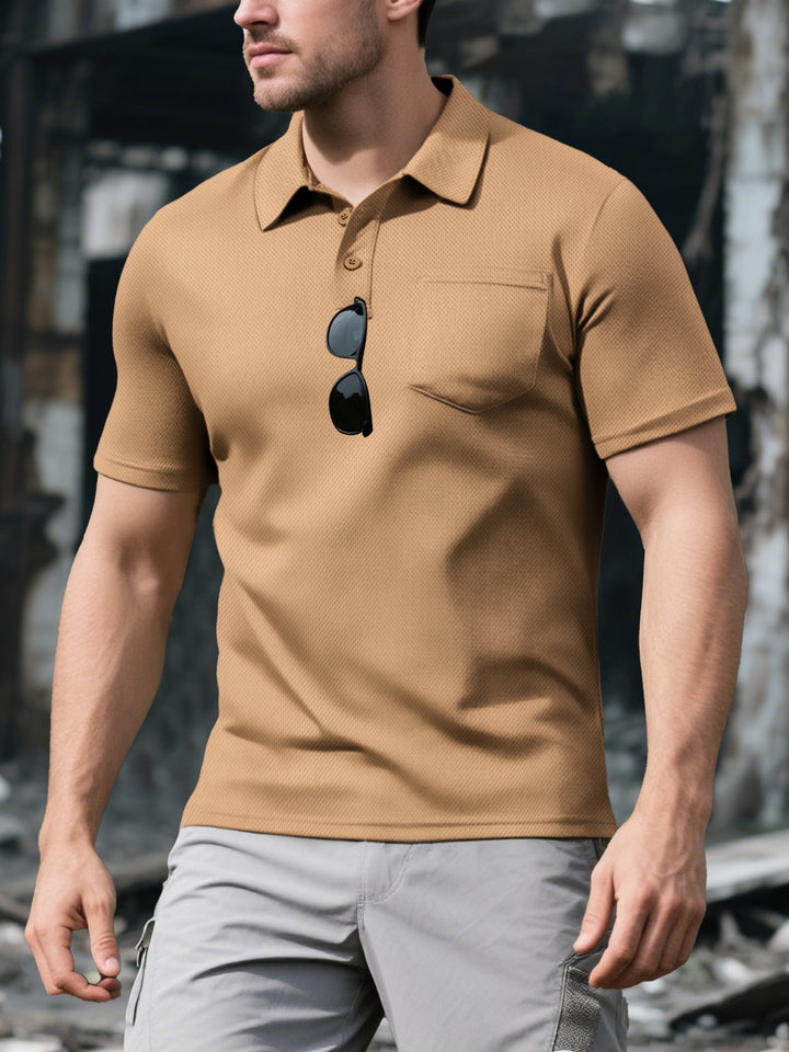 Herren Poloshirt mit atmungsaktiver Gewebestruktur und praktischer Brusttasche Drune