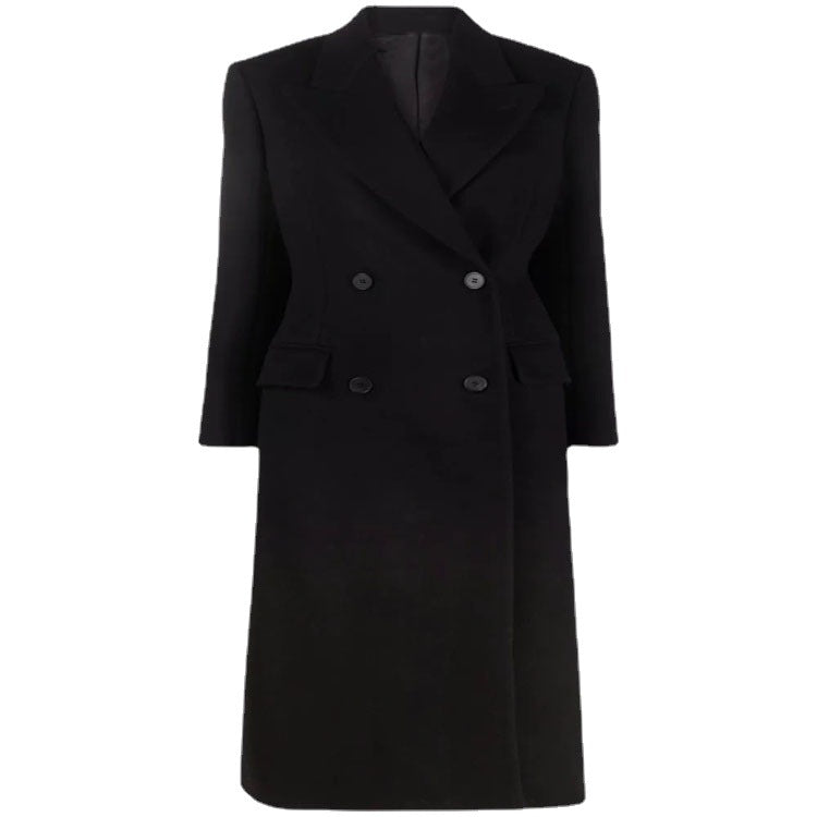 Damen Longcoat im minimalistischen Doppelreiher mit taillierter Silhouette und Pattentaschen Drune