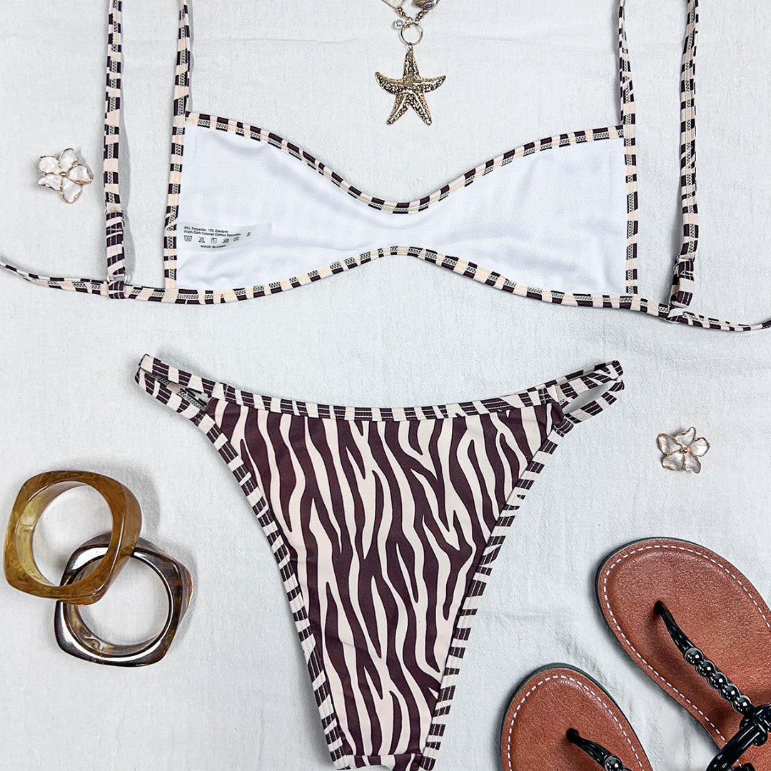 Damen Triangel-Bikini mit sexy Netzdetail und floralem Muster Drune