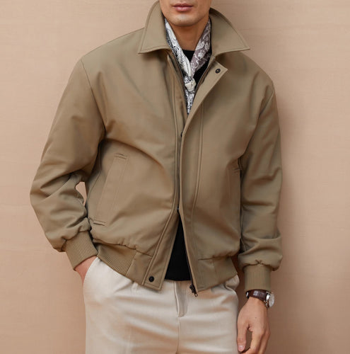 Herren klassische Harrington-Jacke mit Reißverschluss und Rippbündchen Drune