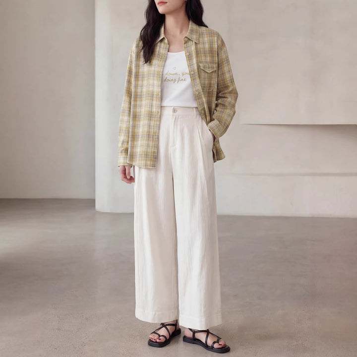 Damen Karierte Bluse mit Langärmeliger Jacke Drune