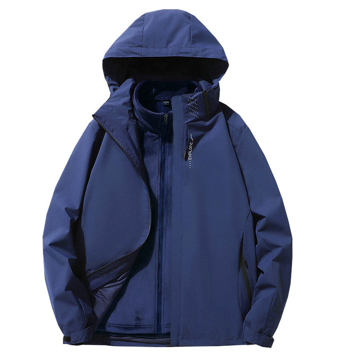 Herren Dreilagige wasserdichte Outdoor-Softshelljacke mit abnehmbarer Fleece-Innenjacke Drune