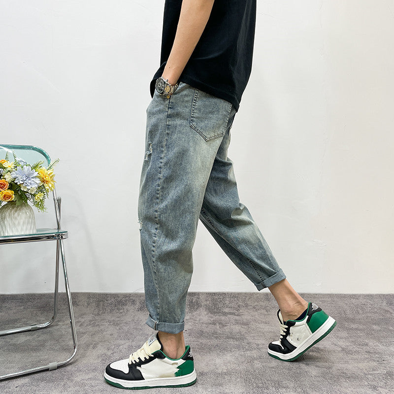 Herren lockere Jeanshose mit Distressed-Optik Drune