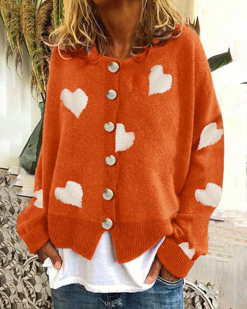Damen Strickjacke mit Herzmotiv und knöpfbarem Design Drune