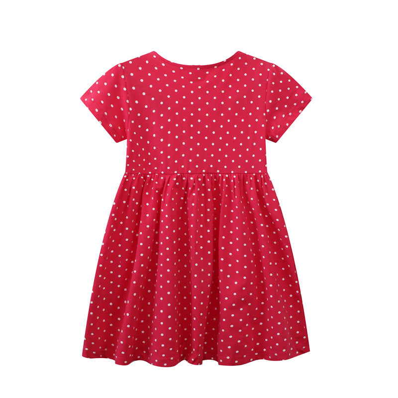 Mädchen Kleid mit niedlicher Pferdemotiv und Punkten Drune