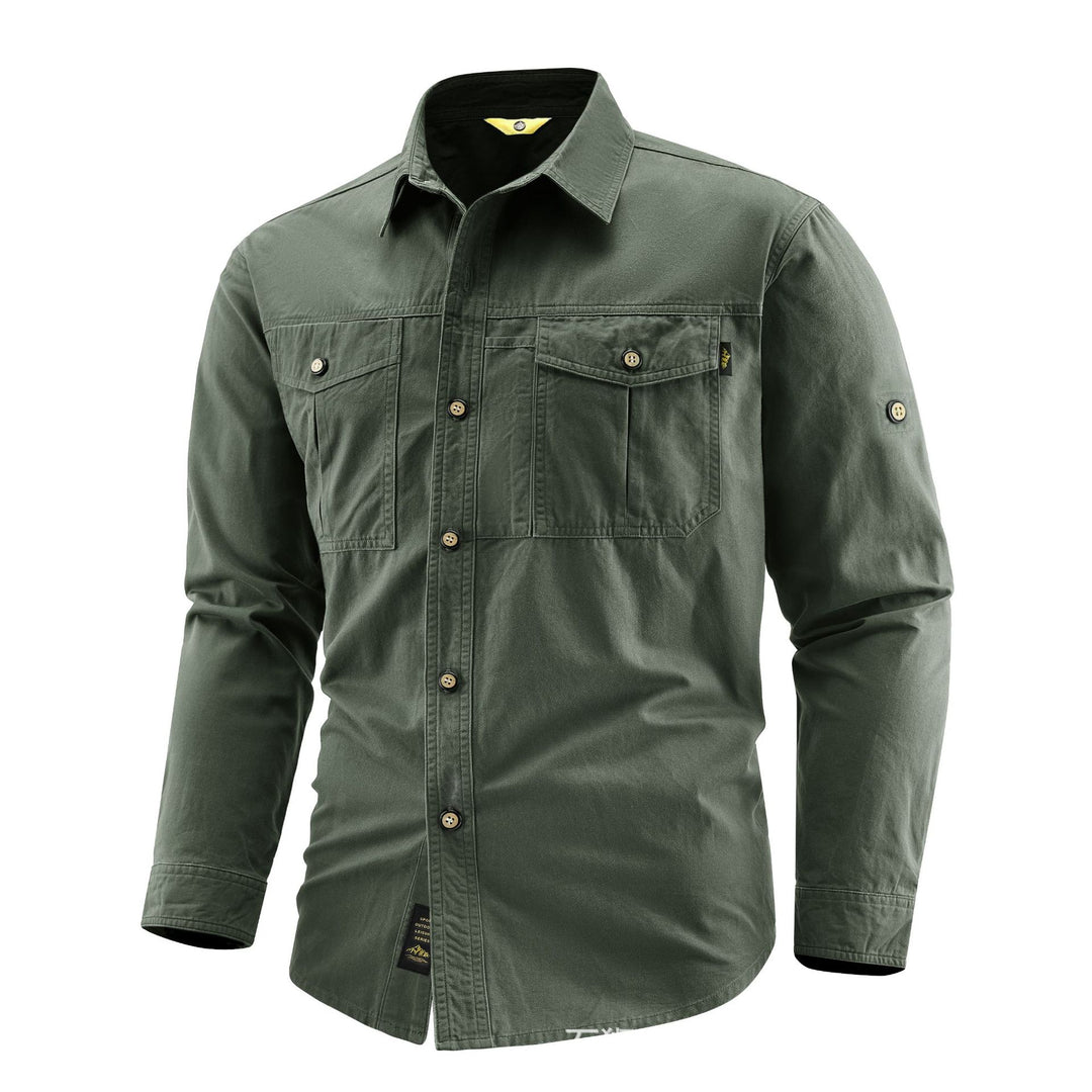 Herren Canvas-Overshirt im Field‑Style mit Brustklappen und durchgehender Knopfleiste Drune