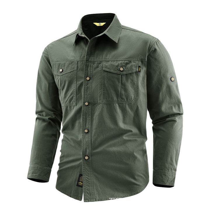 Herren Canvas-Overshirt im Field‑Style mit Brustklappen und durchgehender Knopfleiste Drune