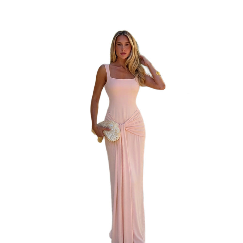 Damen Figurschmeichelndes Maxikleid mit elegantem Knoten Drune