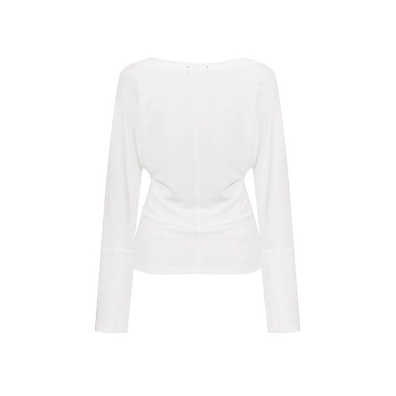 Damen Lagen-Langarmshirt mit integriertem Neckholder und Vintage-Grafik Drune