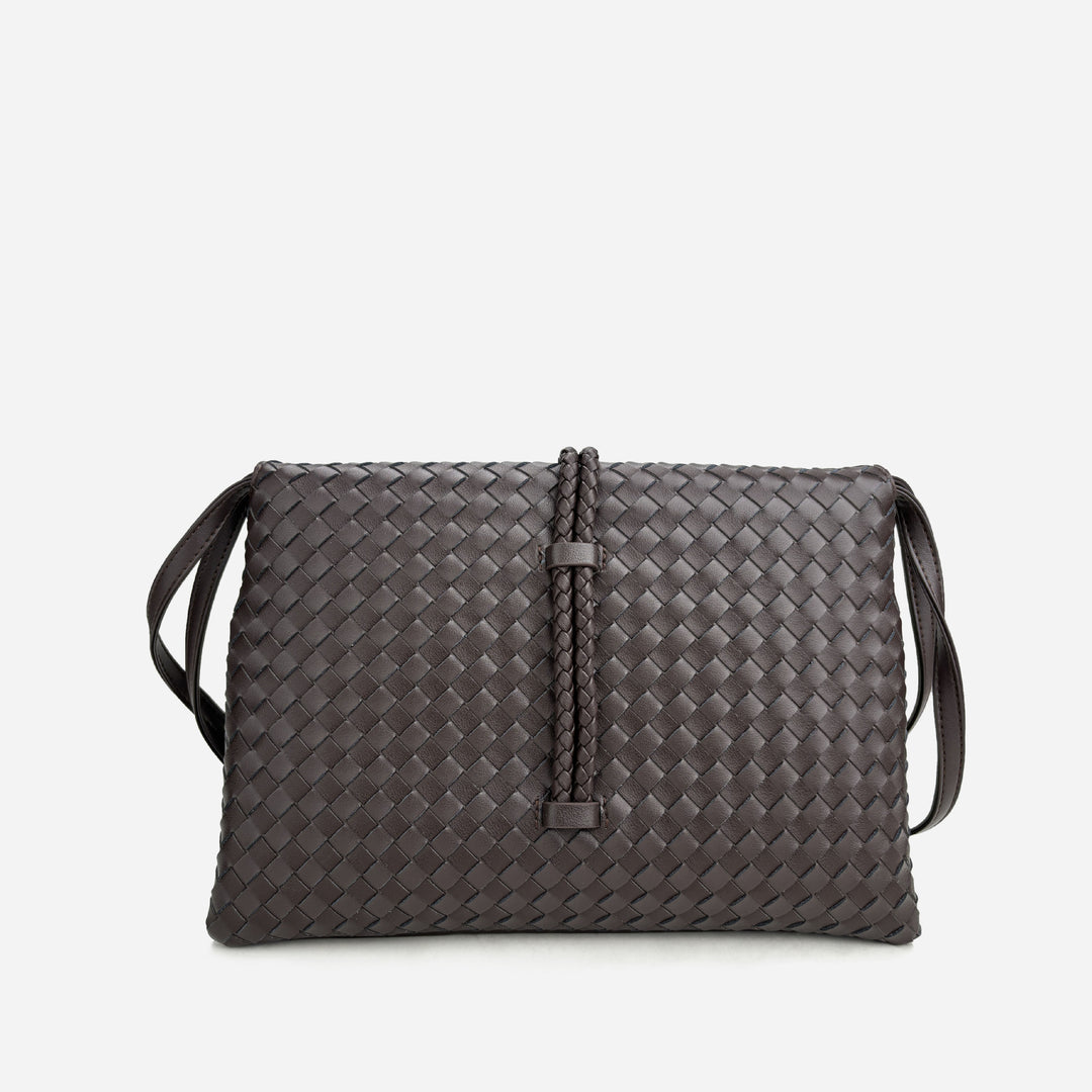 Damen handgewebte Leder-Clutch mit Distinktivverschluss Drune
