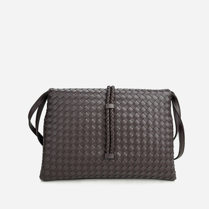 Damen handgewebte Leder-Clutch mit Distinktivverschluss Drune