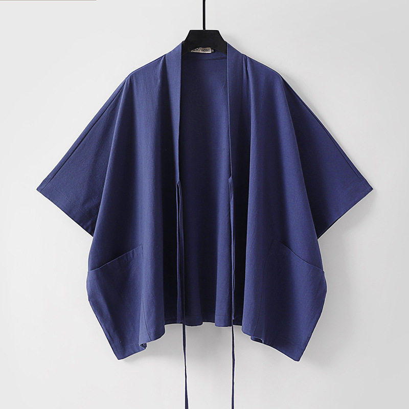 Damen Oversize Kimono-Cardigan mit Bindeband und aufgesetzten Taschen Drune