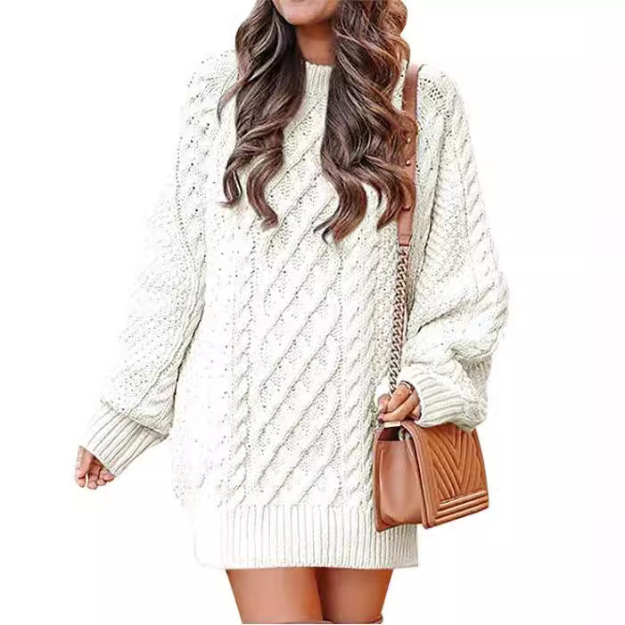 Damen Oversize-Strickpullover mit Zopfmuster Drune