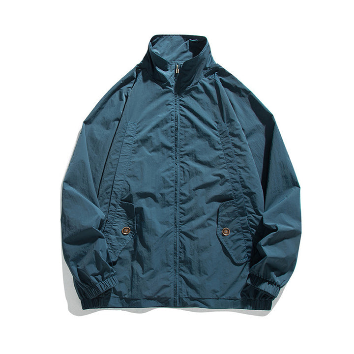 Herren Leichte Oversize-Fieldjacke aus technischem Nylon mit Stehkragen, verdecktem Reißverschluss und Pattentaschen Drune