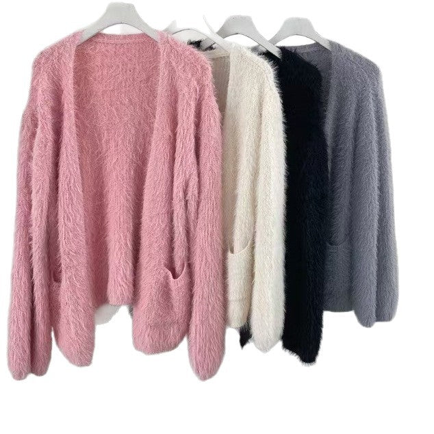 Damen luftige Strickjacke mit innovativen Taschen Drune