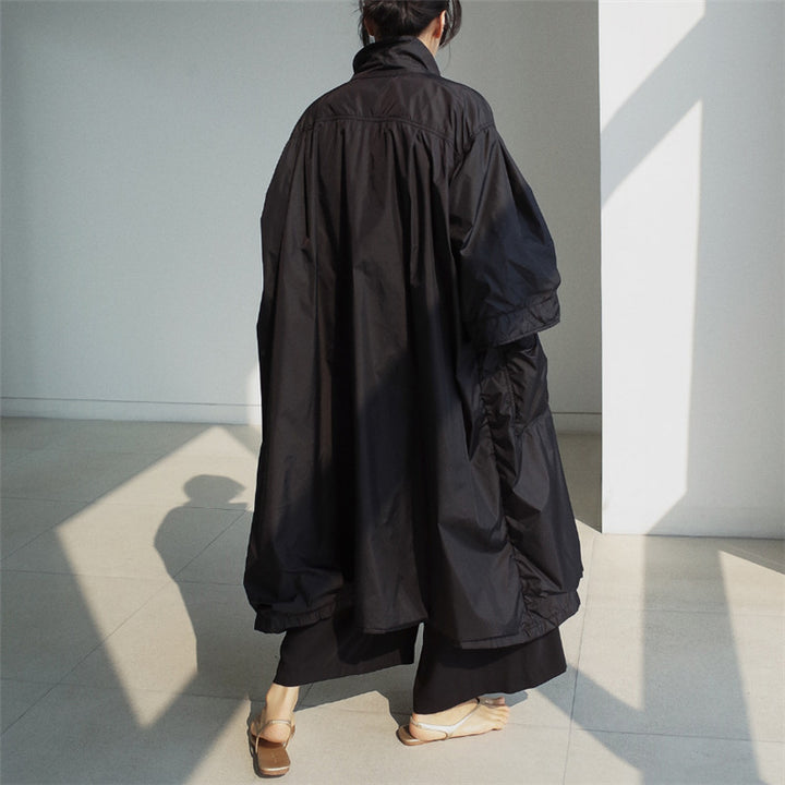 Damen Longline-Parka im leichten Windbreaker-Stil mit innenliegendem Futter, Tunnelzug und Pattentaschen Drune