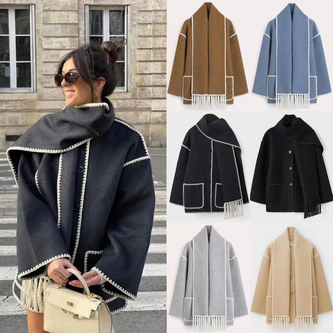 Damen Elegante und komfortable Wolle-Mantel Drune