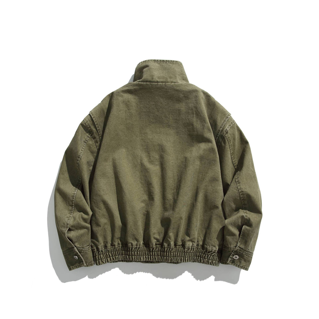 Unisex Kurzblouson im Vintage-Canvas mit hohem Stehkragen und Utility‑Taschen Drune