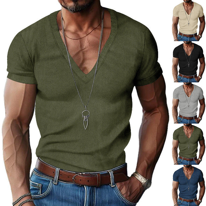 Herren Kurzarm V-Ausschnitt T-Shirt Drune