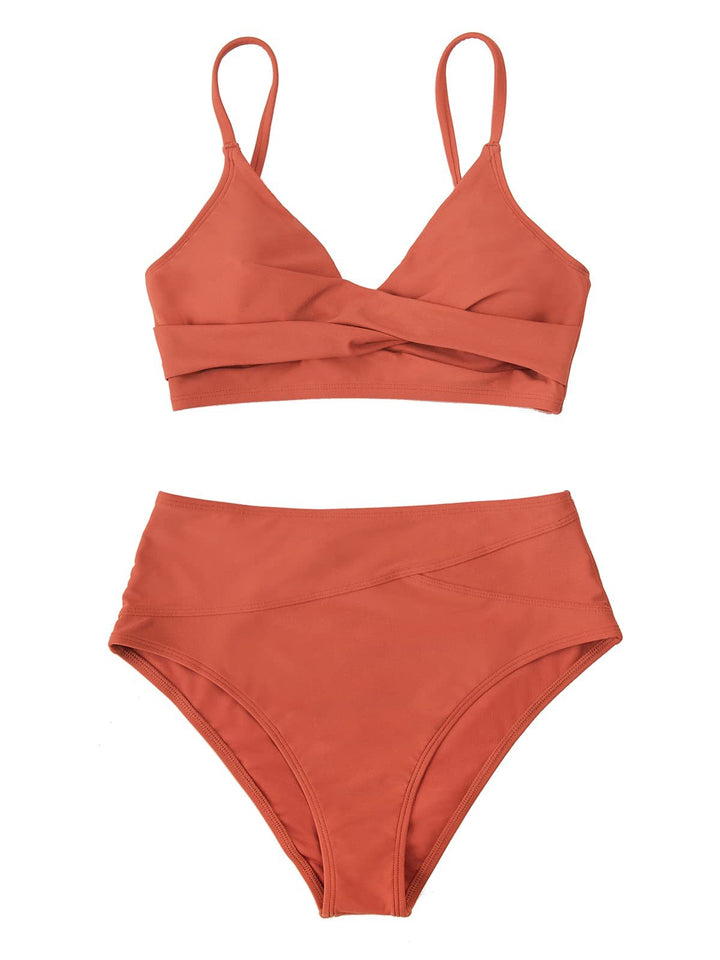 Damen Hochtailliertes Wickel-Bikini-Set Drune