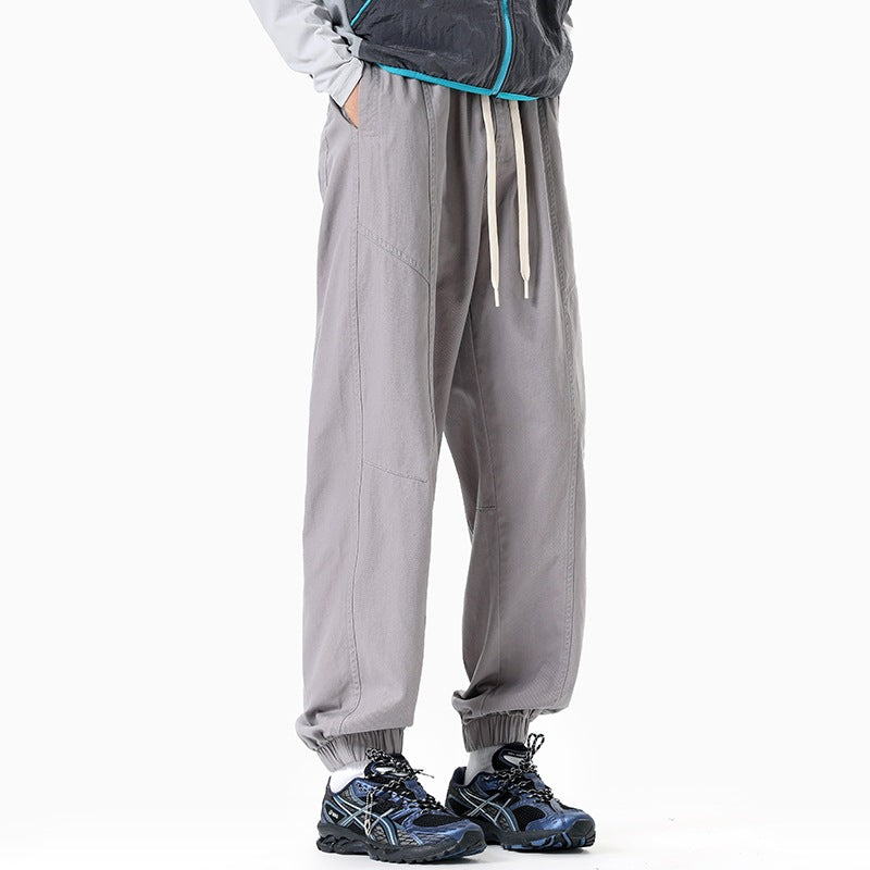 Herren Oversized Utility-Jogginghose aus robustem Baumwollmix mit Kordelbund, seitlichen Cargo‑Taschen & gerippten Bündchen Drune