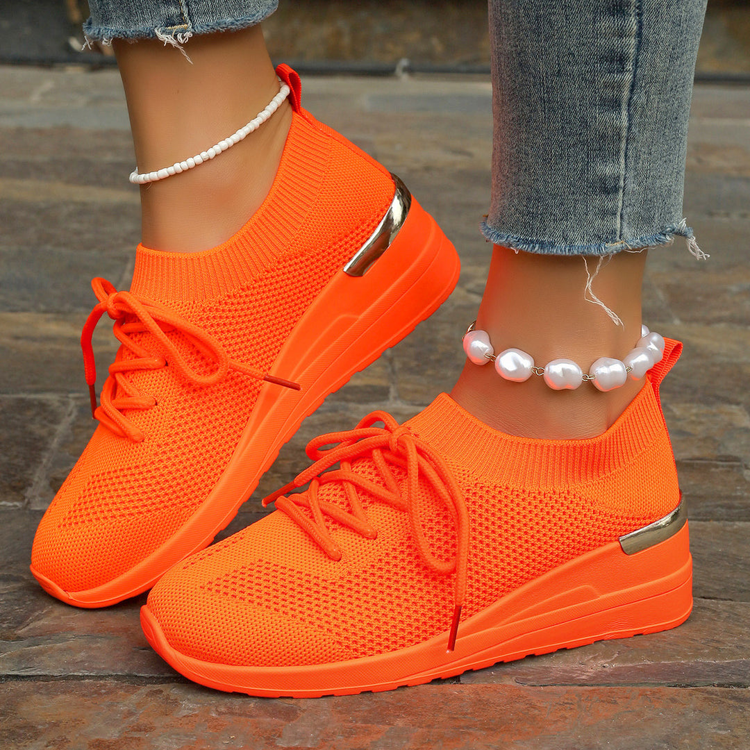 Damen bequeme Sport-Sneaker mit atmungsaktivem Obermaterial und eleganter Plateausohle Drune