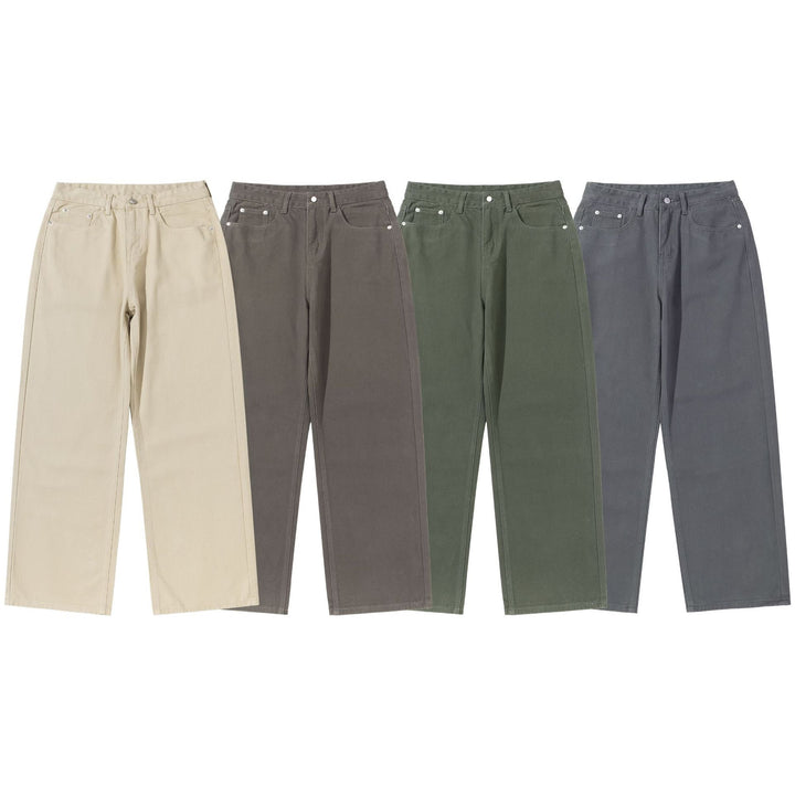Damen Weite Cropped-Hose mit hohem Bund, geradem Bein und Five-Pocket-Design Drune