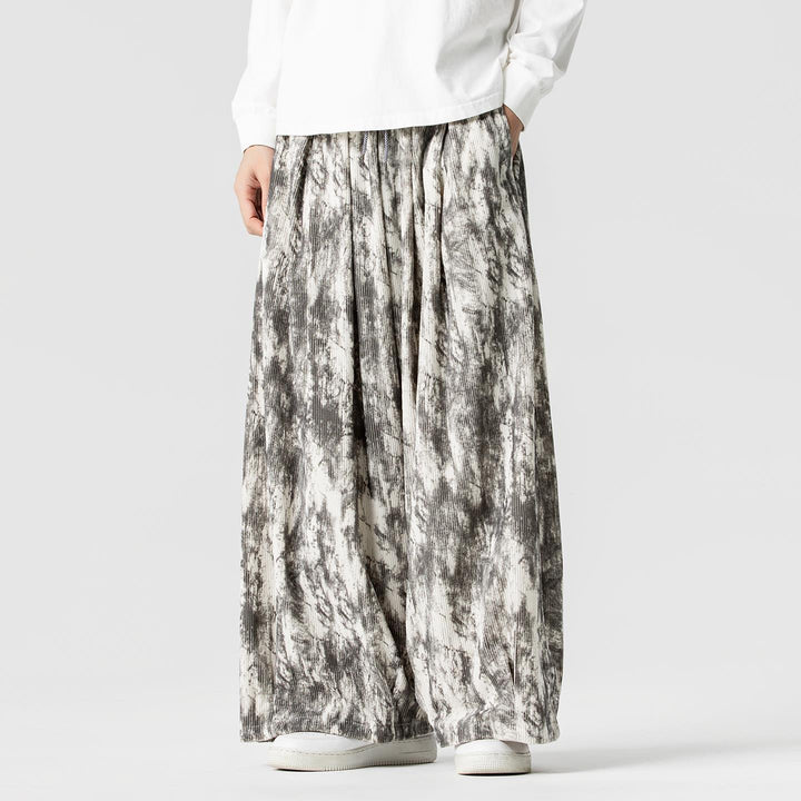 Herren Weite Cord-Loungehose mit Kellerfalten, elastischem Bund und Ballonbeinschnitt Drune