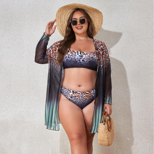 Damen Strandensemble mit Leopardmuster Drune
