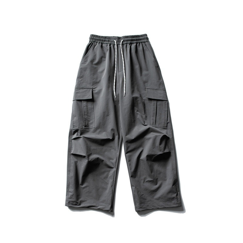 Unisex Weite Cargo-Utility-Hose im Baggy-Schnitt mit elastischem Kordelbund und großzügigen Klappentaschen Drune