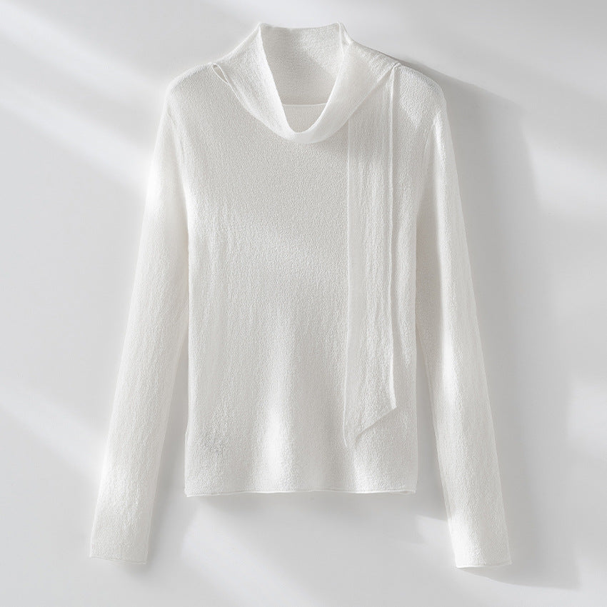 Damen Feinstrickpullover mit asymmetrischem Schlauchkragen und drapierter Schalbahn Drune