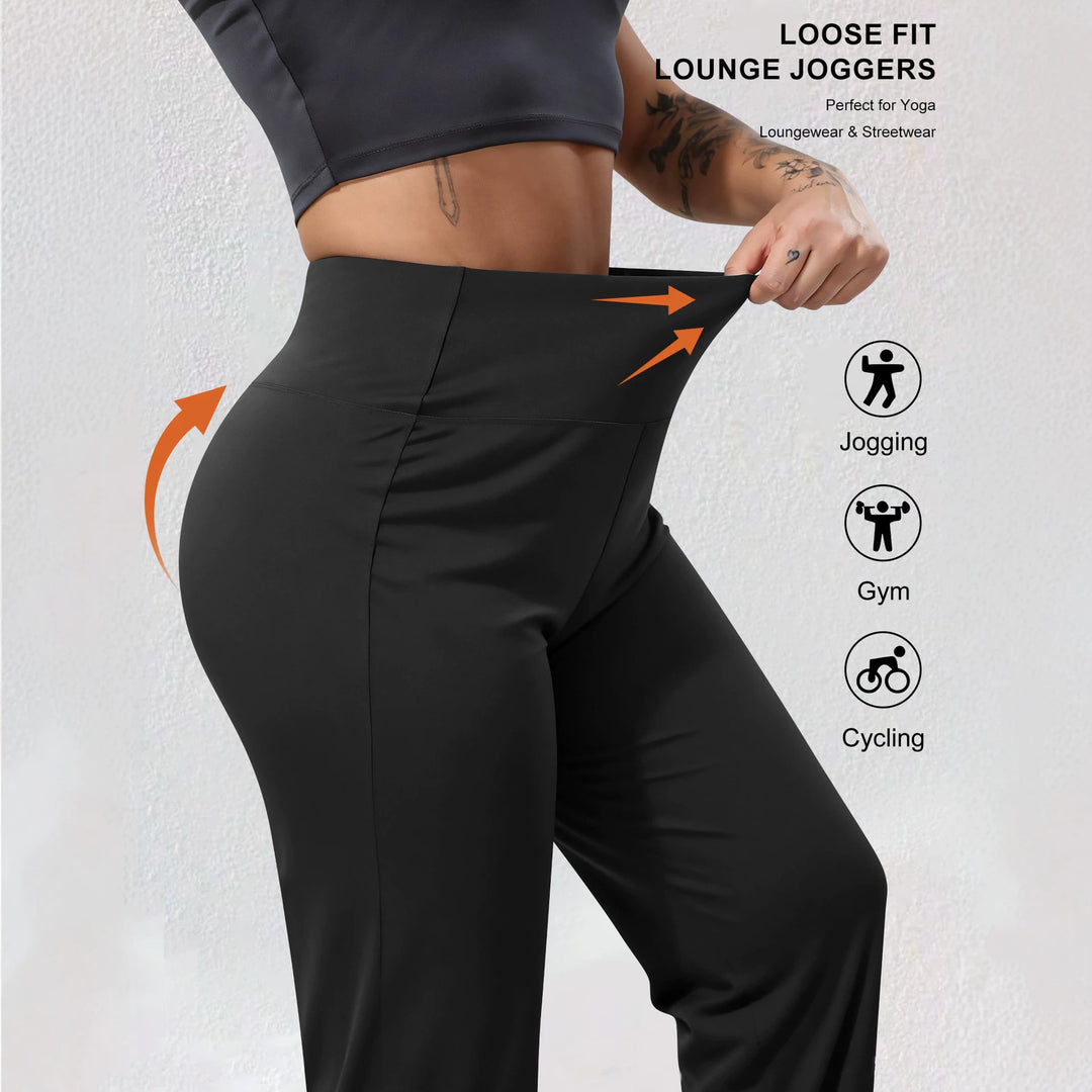 Damen Harem-Loungehose mit hoher Taille, taillierendem Schnitt und elastischen Bündchen Drune