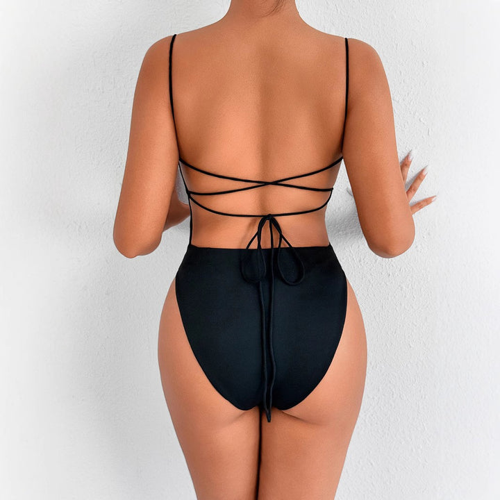 Damen Hochgeschnittenes Bade-Outfit mit schmalen Trägern Drune