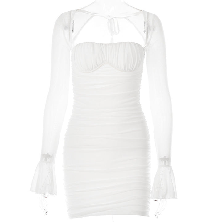 Damen Mini-Kleid mit transparenten Ärmeln und raffiniertem Schnitt Drune