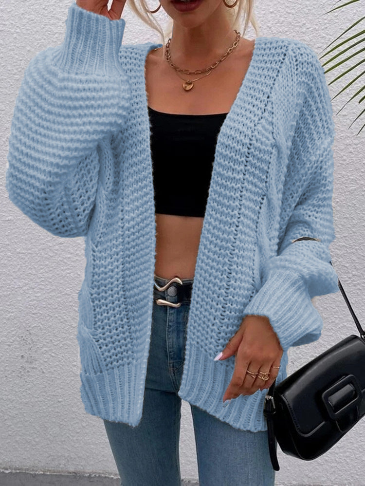Damen Grobstrick Cardigan mit lässiger Silhouette und großen Taschen Drune